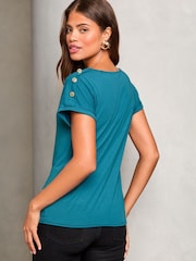 Lipsy Teal Blue Round Neck T-Shirt - Image 4 of 4