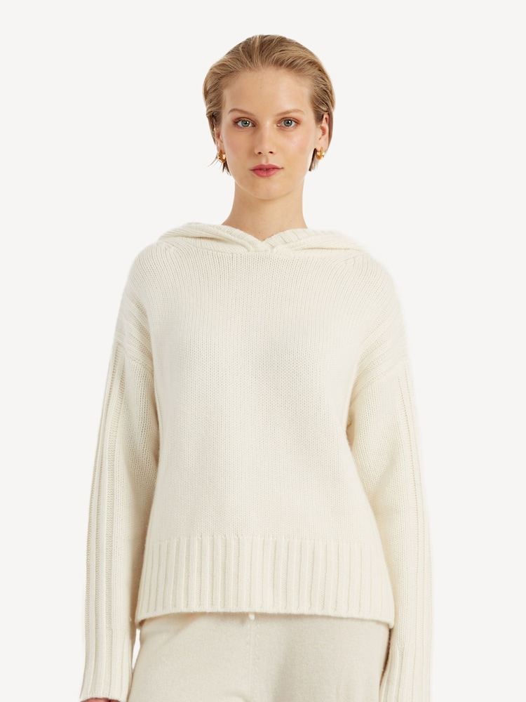 Chinti & Parker Cream Pure Cashmere Winter Hoodie - Image 1 of 3 Chinti & Parker Cream Pure Cashmere Winter Hoodie - Image 1 of 3