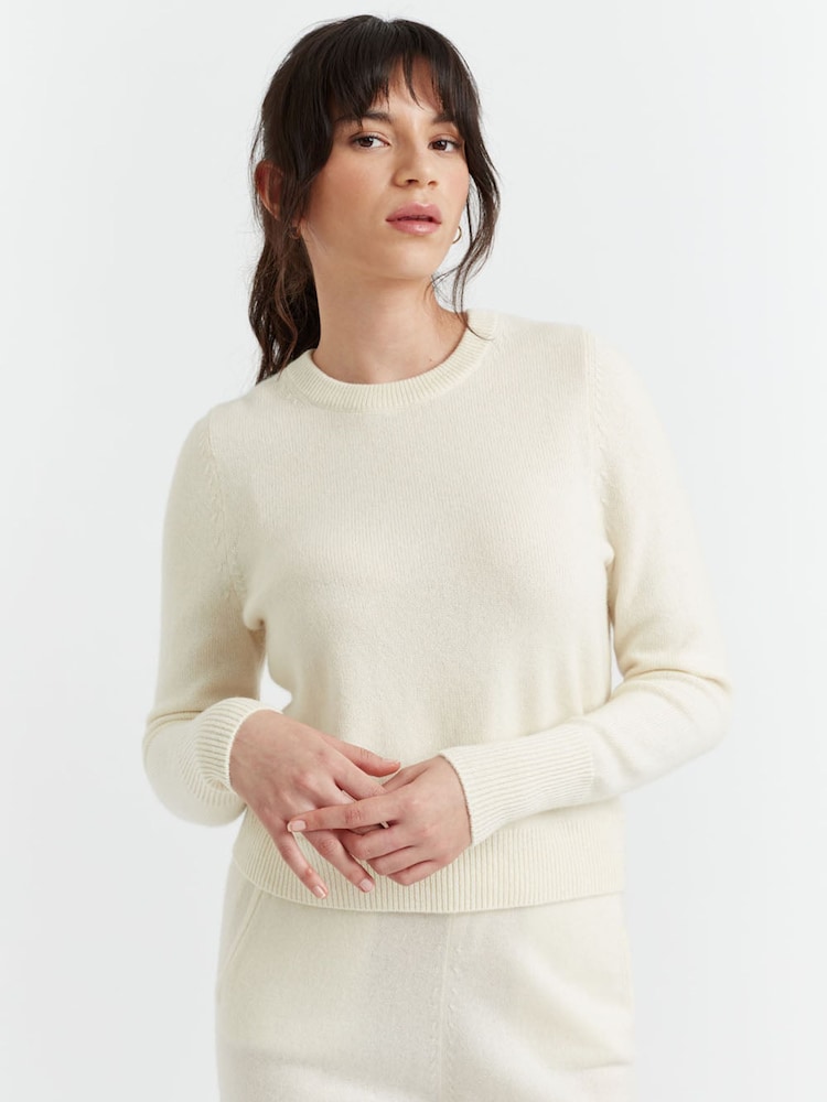 Chinti & Parker Cream Pure Cashmere Crop Jumper - Image 1 of 5