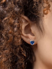 Radley Ladies Sterling Silver Love Blue Stone Heart Stud Earrings - Image 2 of 5