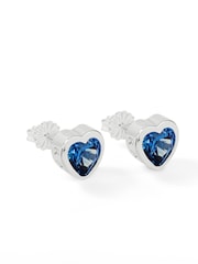 Radley Ladies Sterling Silver Love Blue Stone Heart Stud Earrings - Image 3 of 5