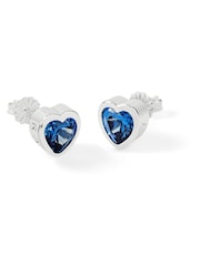 Radley Ladies Sterling Silver Love Blue Stone Heart Stud Earrings - Image 4 of 5