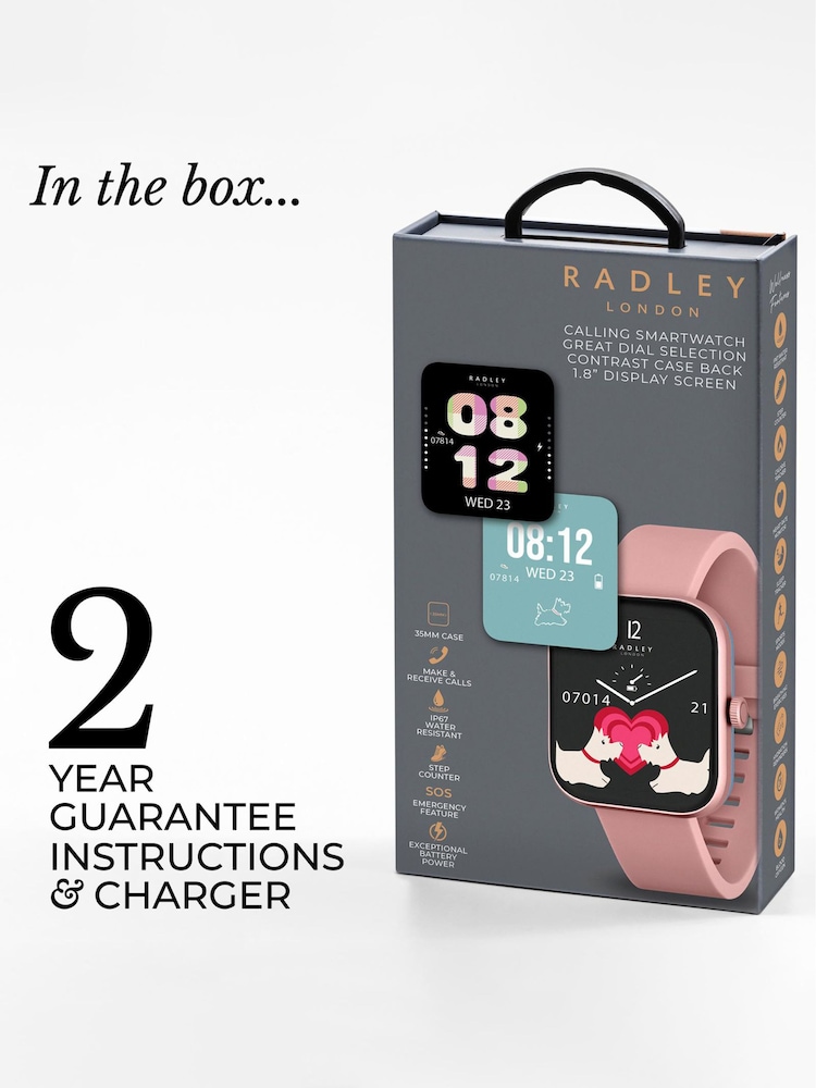 Radley Pink Series 32 Silicone Strap Smart Watch - Image 6 of 6