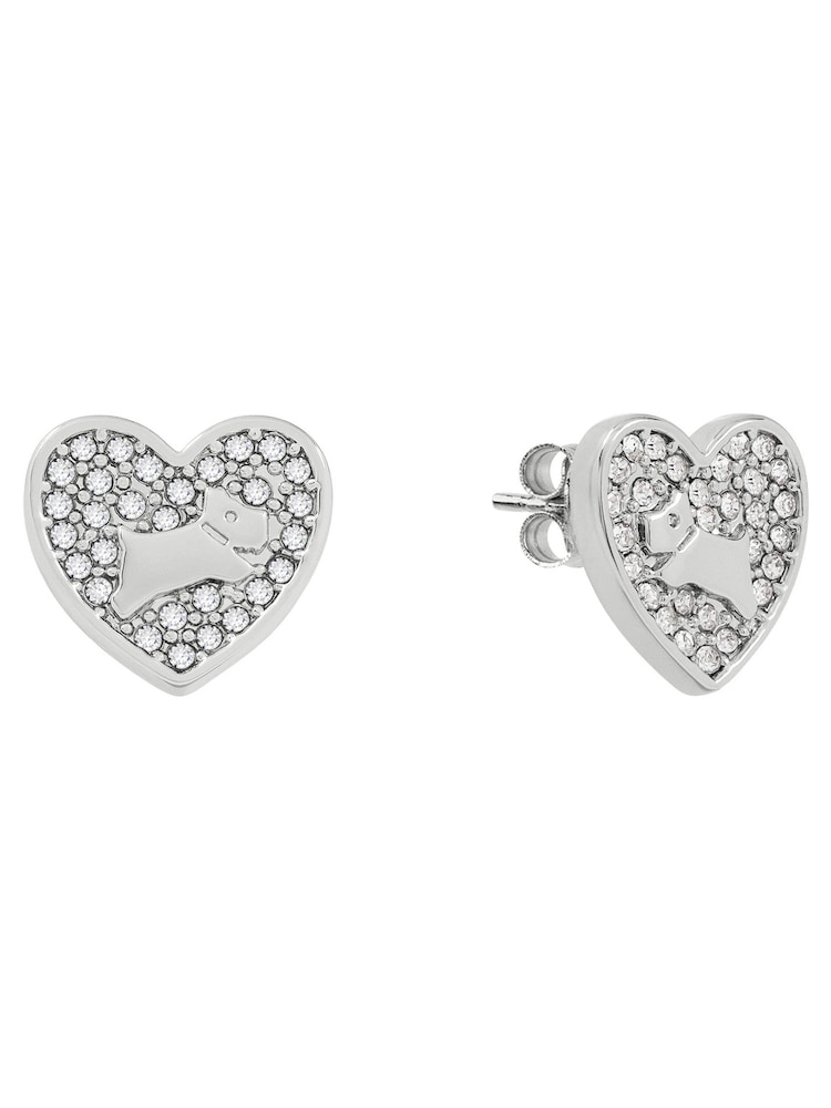 Radley Silver Plated Pavé Stone Heart Earrings - Image 1 of 4