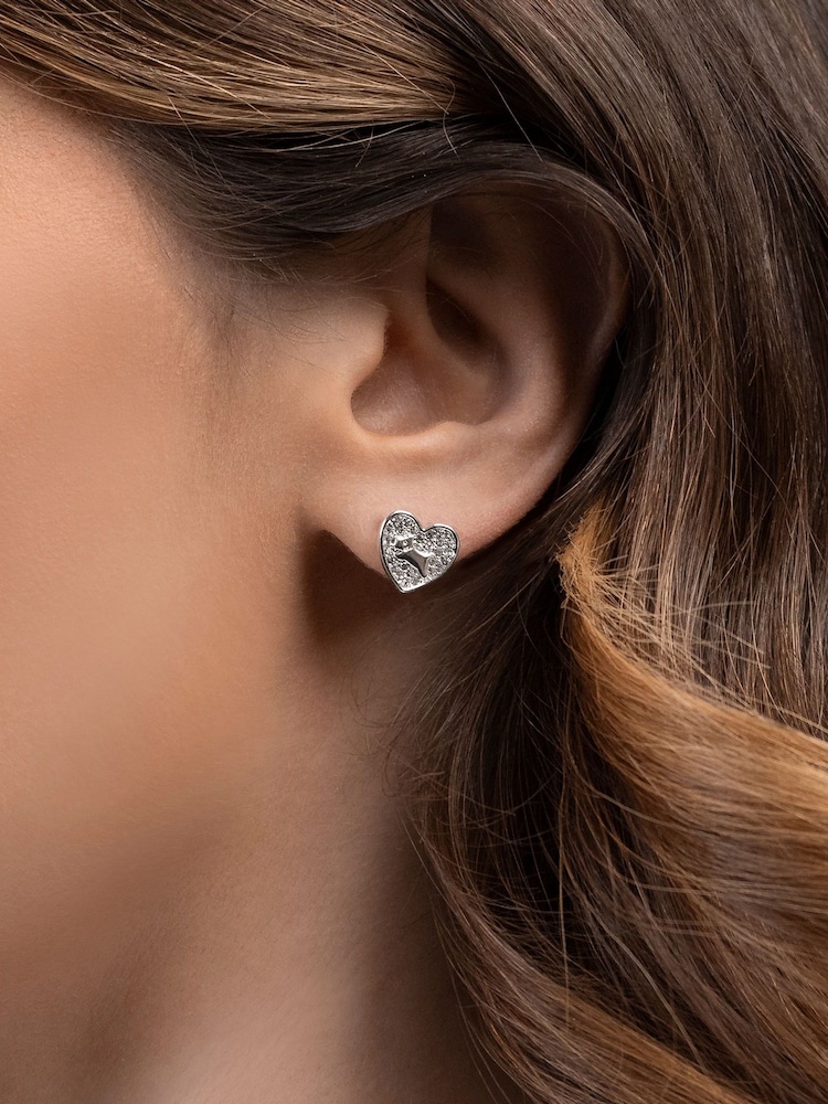 Radley Silver Plated Pavé Stone Heart Earrings - Image 2 of 4