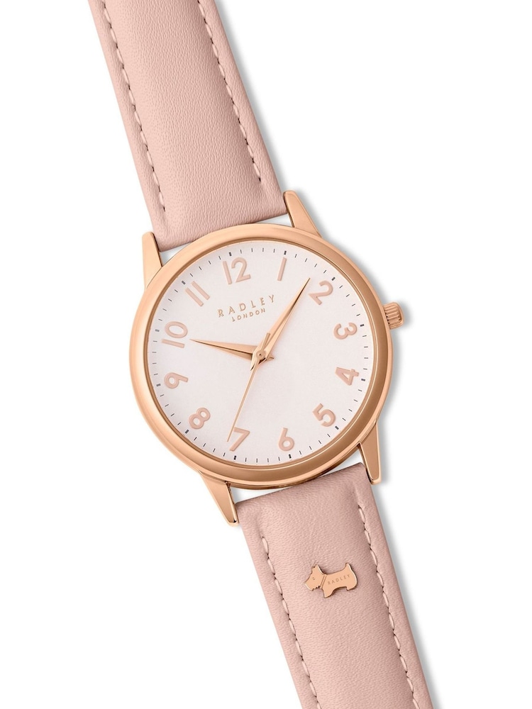 Radley Pink Rose Gold Plated Pink Leather Strap Watch - Image 2 of 4