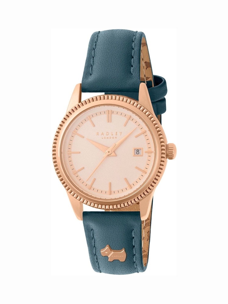 Radley Grey Rose Gold Plated Thundercloud Leather Strap Watch - Image 1 of 4