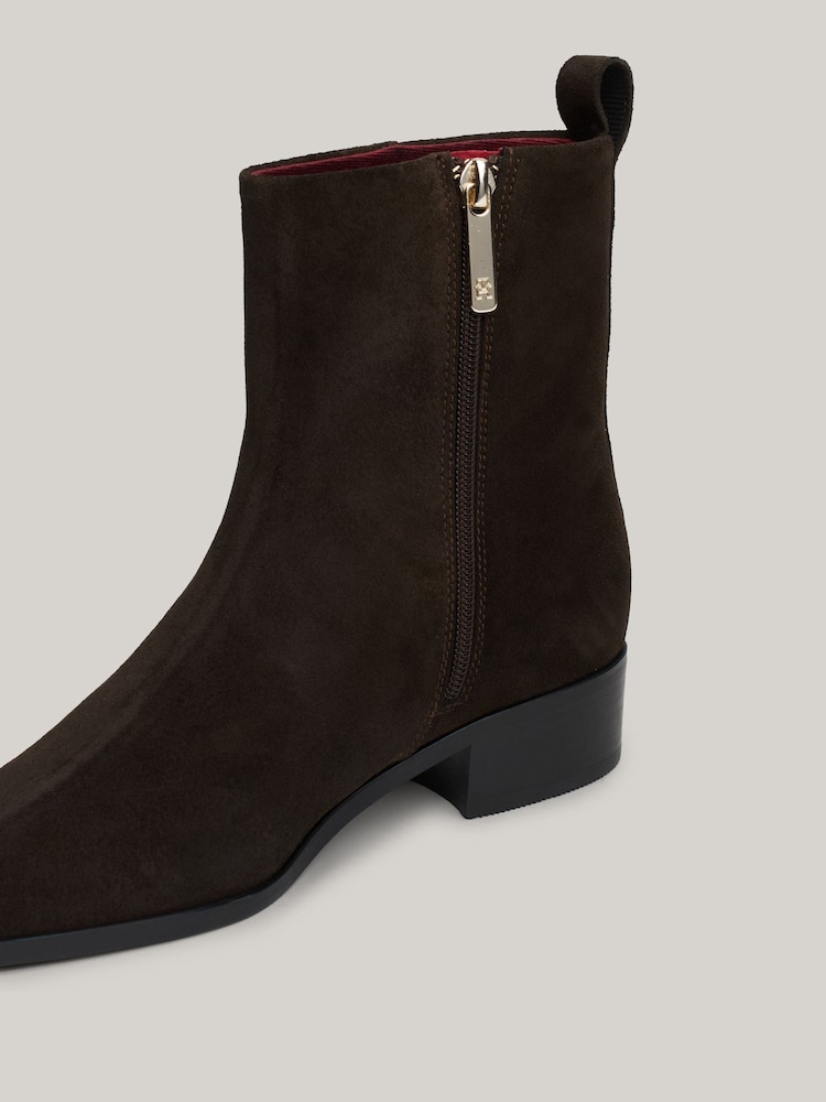 Tommy Hilfiger Low Cowboy Flat Suede Brown Boots - Image 7 of 7
