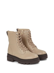 Tommy Hilfiger Bicolour Leather Lace Up Brown Boots - Image 2 of 6