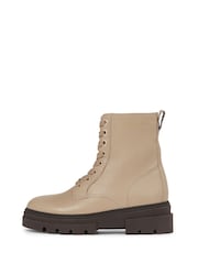 Tommy Hilfiger Bicolour Leather Lace Up Brown Boots - Image 5 of 6