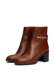 Tommy Hilfiger Chain Leather Mid Heel Black Boots - Image 3 of 7