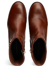 Tommy Hilfiger Chain Leather Mid Heel Black Boots - Image 5 of 7