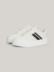 Tommy Hilfiger Cream črtast; progast Platform Trainers - Slika 6 iz 7