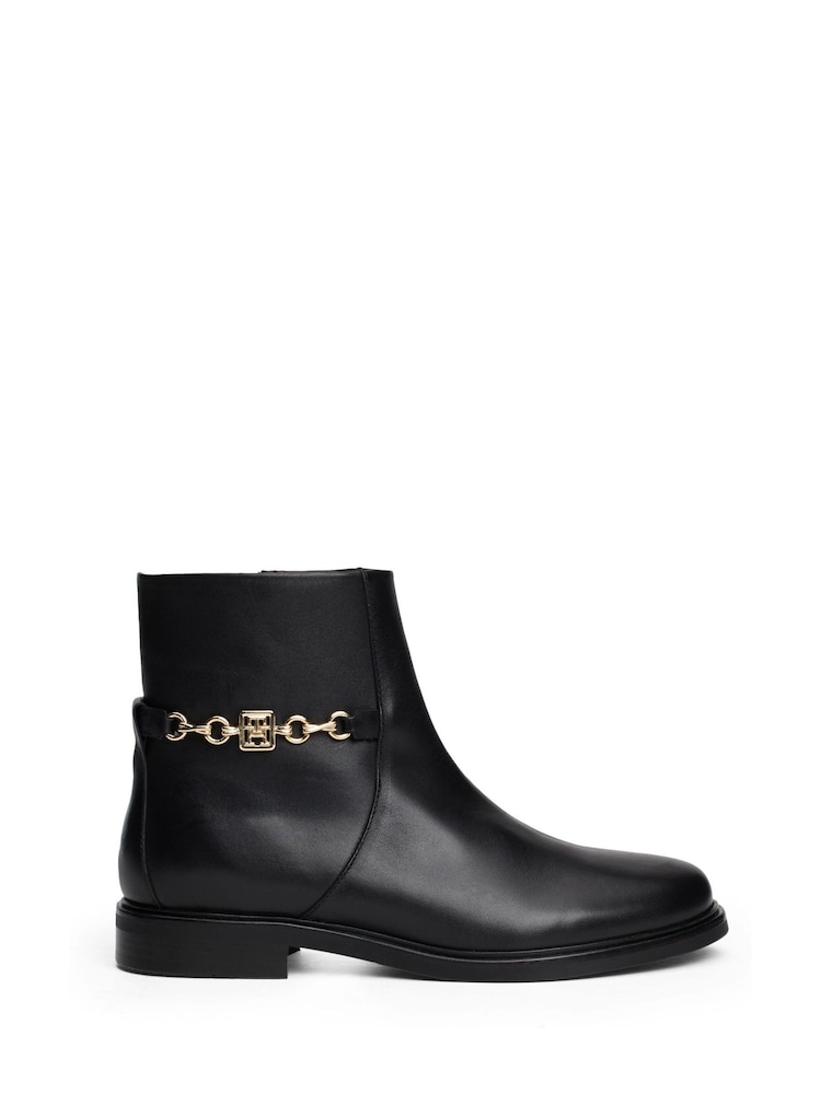 Tommy Hilfiger Chain Leather Low Black Boots - Image 1 of 7