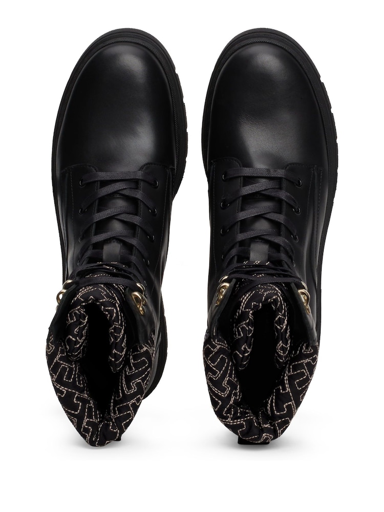 Tommy Hilfiger Lace Up Leather Black Boots - Image 5 of 7