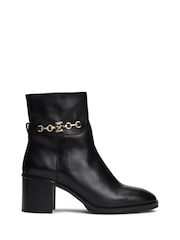 Tommy Hilfiger Chain Leather Mid Heel Black Boots - Image 1 of 7