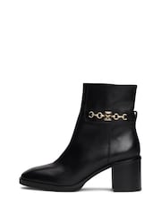 Tommy Hilfiger Chain Leather Mid Heel Black Boots - Image 2 of 7