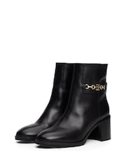 Tommy Hilfiger Chain Leather Mid Heel Black Boots - Image 3 of 7