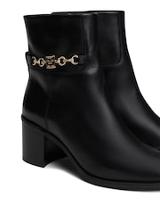 Tommy Hilfiger Chain Leather Mid Heel Black Boots - Image 4 of 7