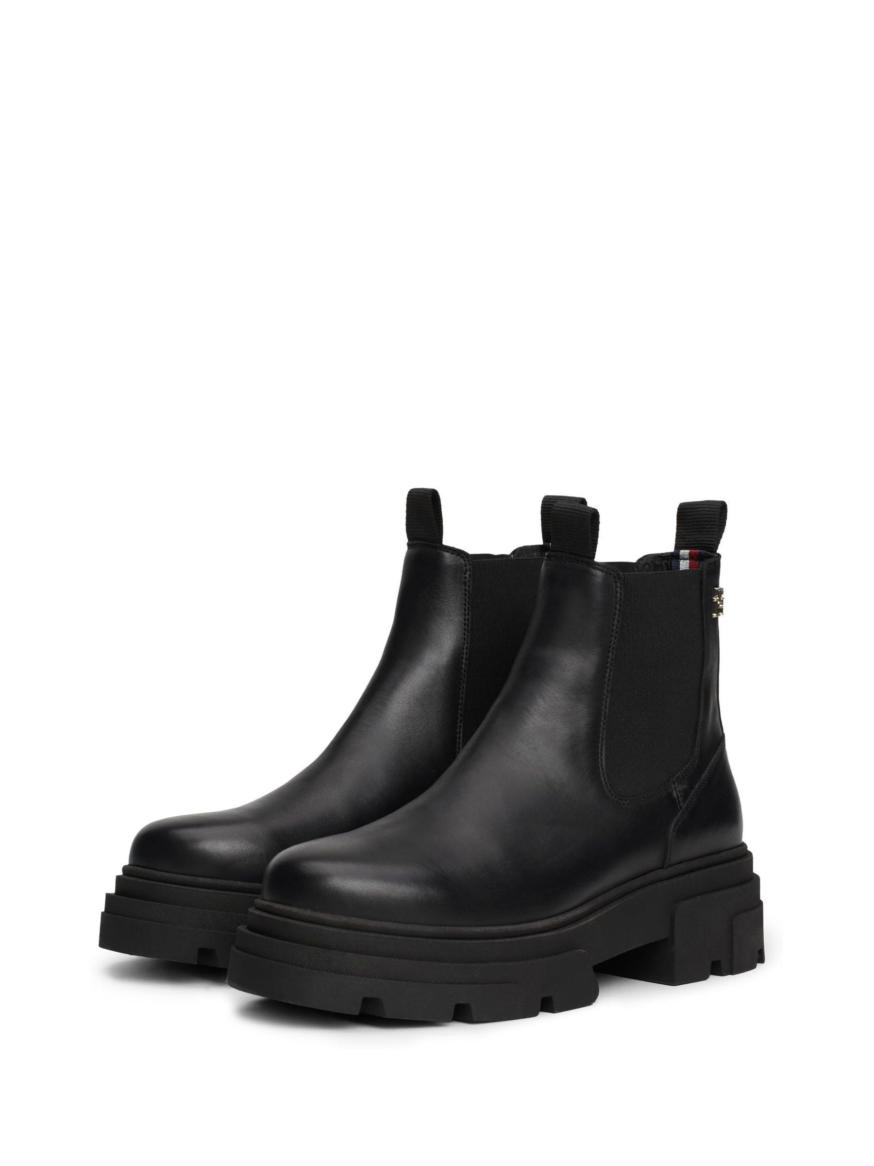Tommy Hilfiger Combat Leather Low Chelsea Black Boots