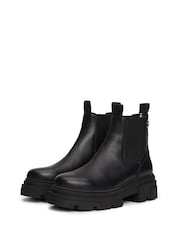 Tommy Hilfiger Combat Leather Low Chelsea Black Boots - Image 1 of 7