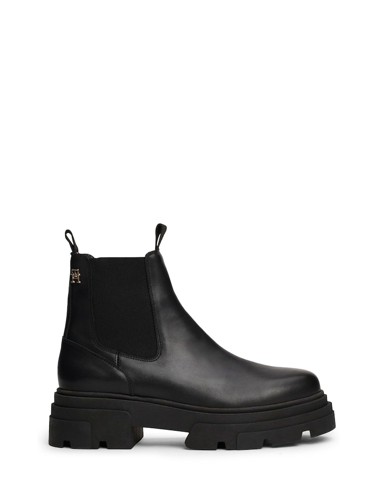 Tommy Hilfiger Combat Leather Low Chelsea Black Boots - Image 2 of 7