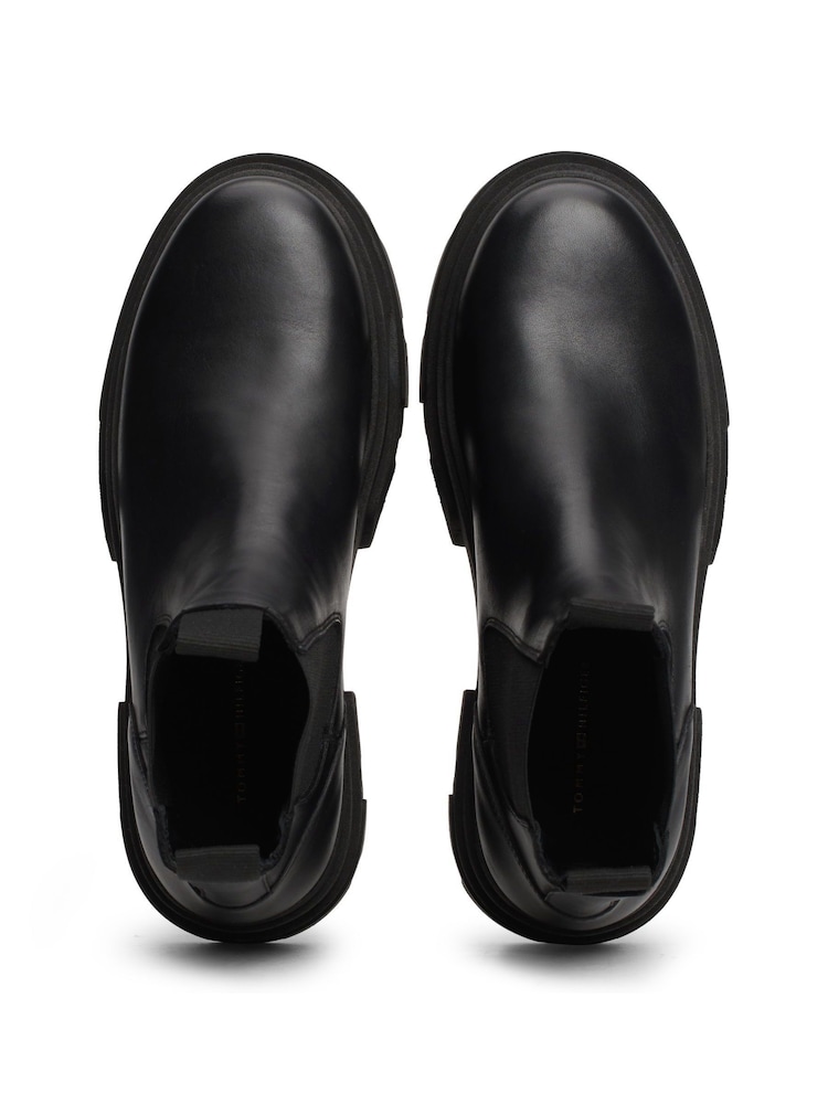Tommy Hilfiger Combat Leather Low Chelsea Black Boots - Image 4 of 7