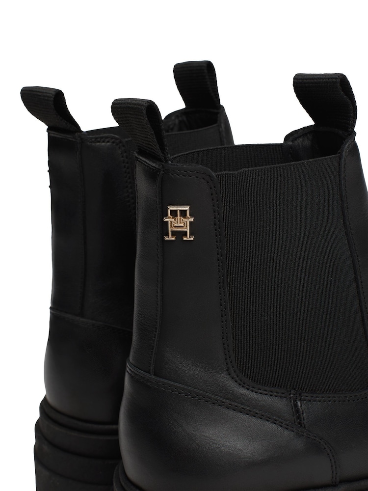 Tommy Hilfiger Combat Leather Low Chelsea Black Boots - Image 6 of 7