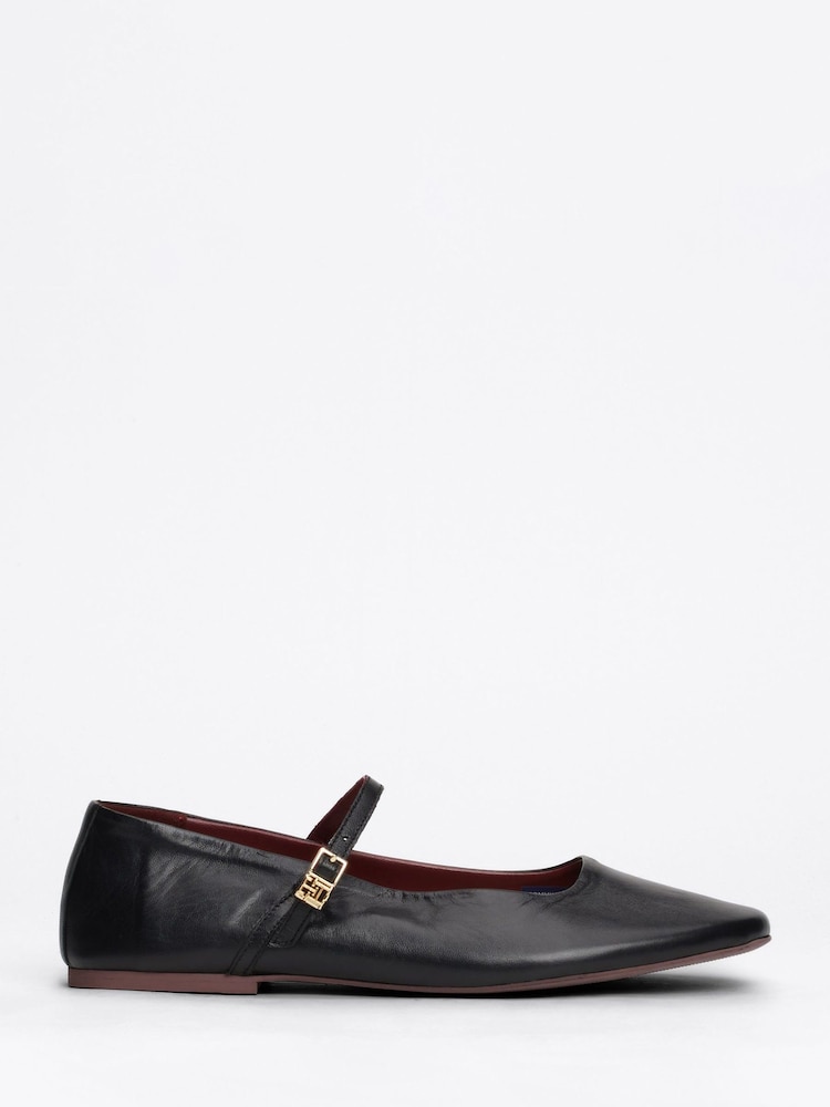 Tommy Hilfiger Black Tommy Hilfiger Maryjane Leather Black Ballerinas - Image 1 of 8