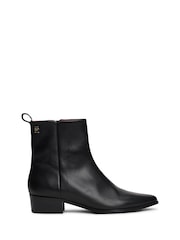 Tommy Hilfiger Low Cowboy Flat Leather Black Boots - Image 1 of 4