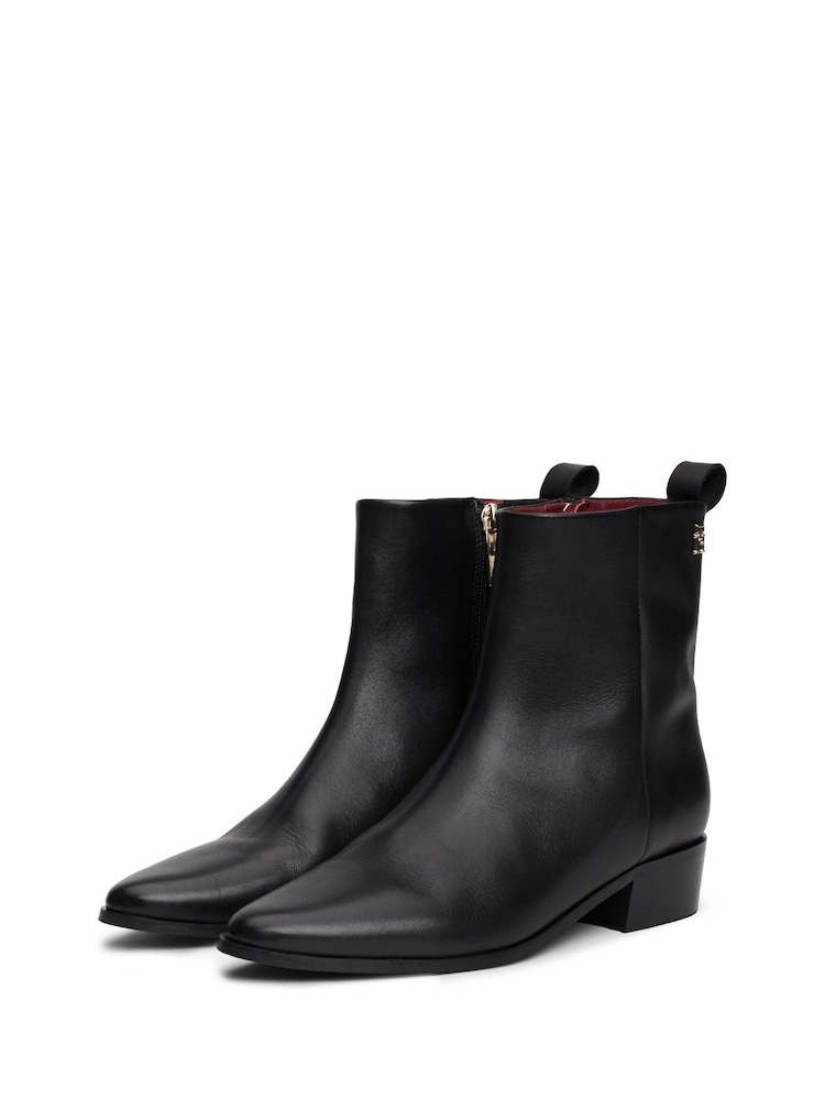 Tommy Hilfiger Low Cowboy Flat Leather Black Boots - Image 2 of 4