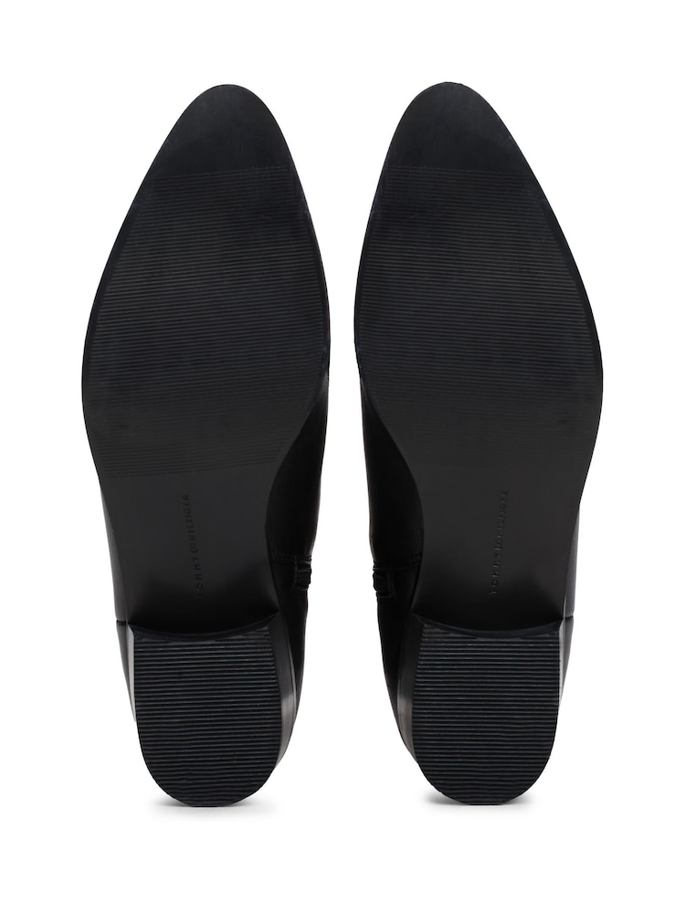 Tommy Hilfiger Low Cowboy Flat Leather Black Boots - Image 3 of 4
