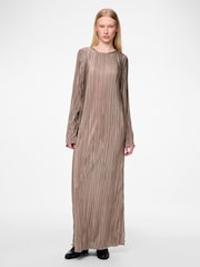 PIECES Brown Plisse Maxi Dress - Image 3 of 4