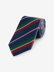 Joules Navy Blue Stripe 100% Silk Tie - Image 1 of 3
