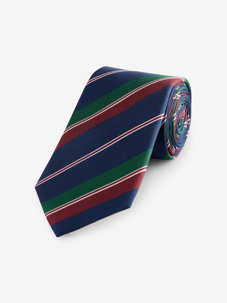 Joules Navy Blue Stripe 100% Silk Tie - Image 1 of 3
