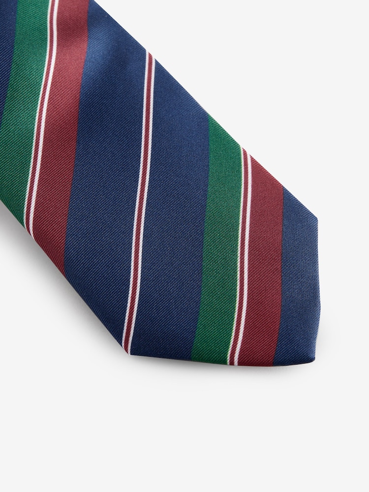 Joules Navy Blue Stripe 100% Silk Tie - Image 2 of 3