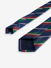 Joules Navy Blue Stripe 100% Silk Tie - Image 3 of 3