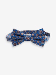 Joules Blue Medallion 100% Silk Bow Tie - Image 2 of 4