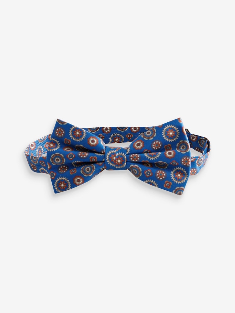 Joules Blue Medallion 100% Silk Bow Tie - Image 2 of 4