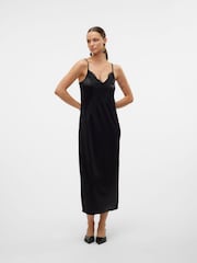 VERO MODA Black Singlet Lace Detail Satin Party Midaxi Dress - Image 3 of 6