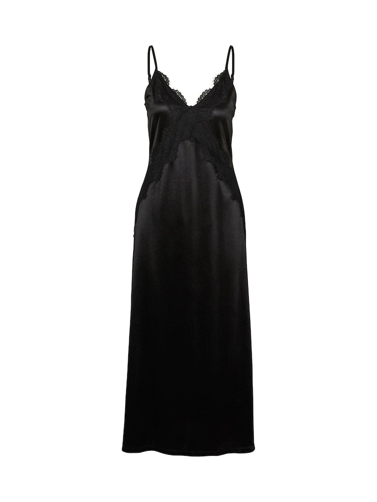 VERO MODA Black Singlet Lace Detail Satin Party Midaxi Dress - Image 6 of 6