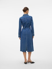 VERO MODA Blue Fitted Denim 100% Cotton Shirt Dress - Image 3 of 5