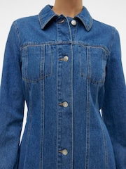 VERO MODA Blue Fitted Denim 100% Cotton Shirt Dress - Image 5 of 5