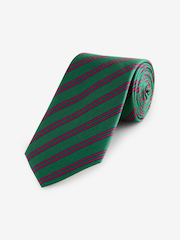 Joules Green Stripe 100% Silk Tie - Image 1 of 3
