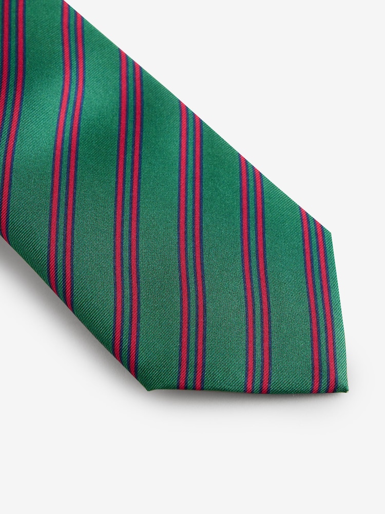 Joules Green Stripe 100% Silk Tie - Image 2 of 3