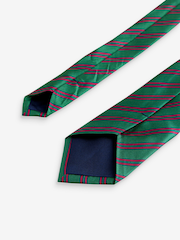 Joules Green Stripe 100% Silk Tie - Image 3 of 3
