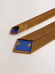 Joules Mustard Yellow Horse Two-Piece Silk Tie And Pocket Square - Image 3 of 6
