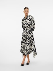 VERO MODA Black Mono Abstract Print Shirt Dress - Image 4 of 6