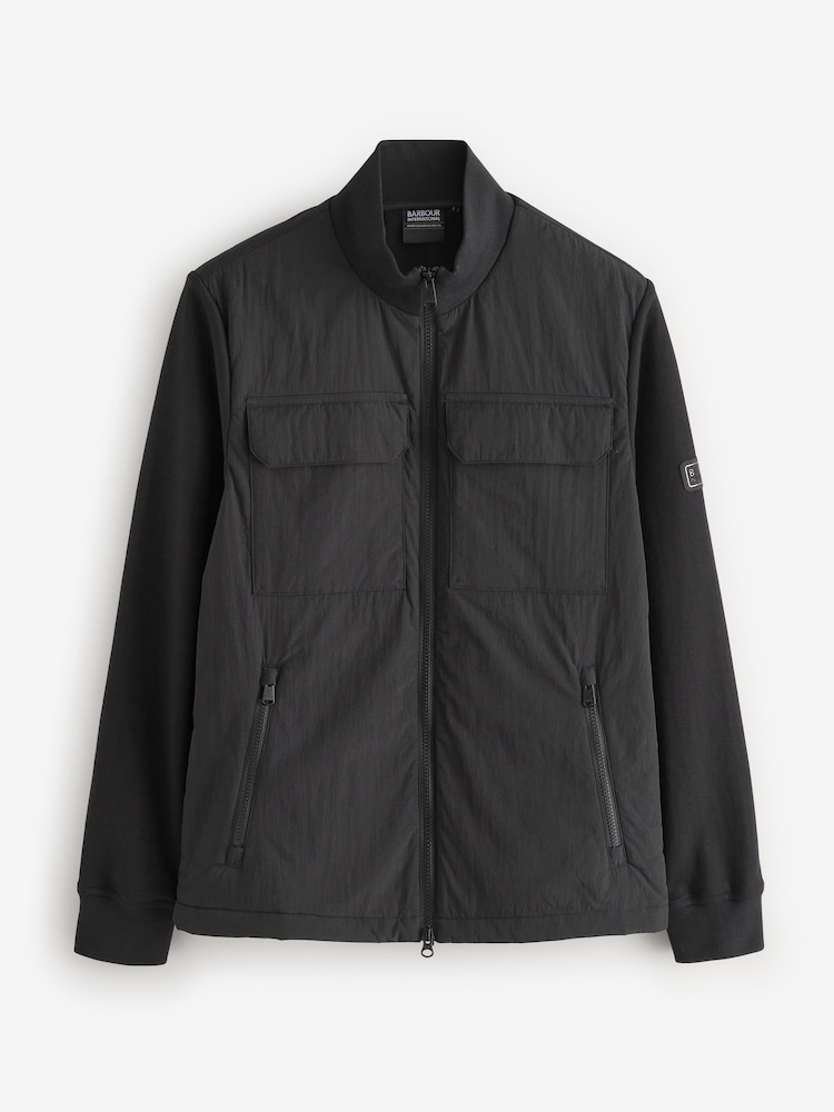 Barbour® International Ethan Funnel Neck Quilted Black Jacket - Image 8 of 8