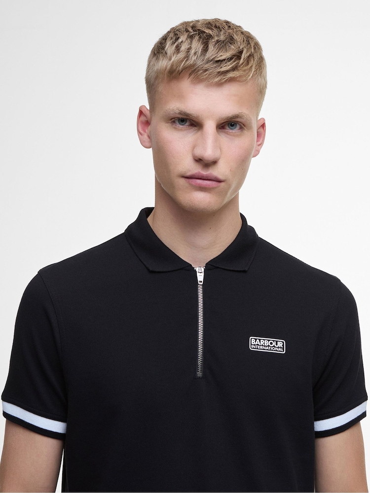 Barbour® International Bradley Black Polo Shirt - Image 3 of 5